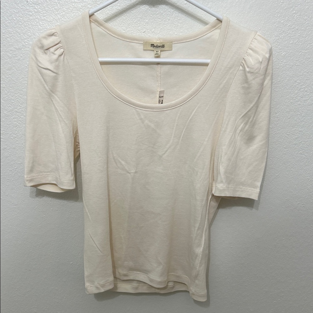 Madewell Puff-Sleeve Scoopneck Tee, Vintage Ivory